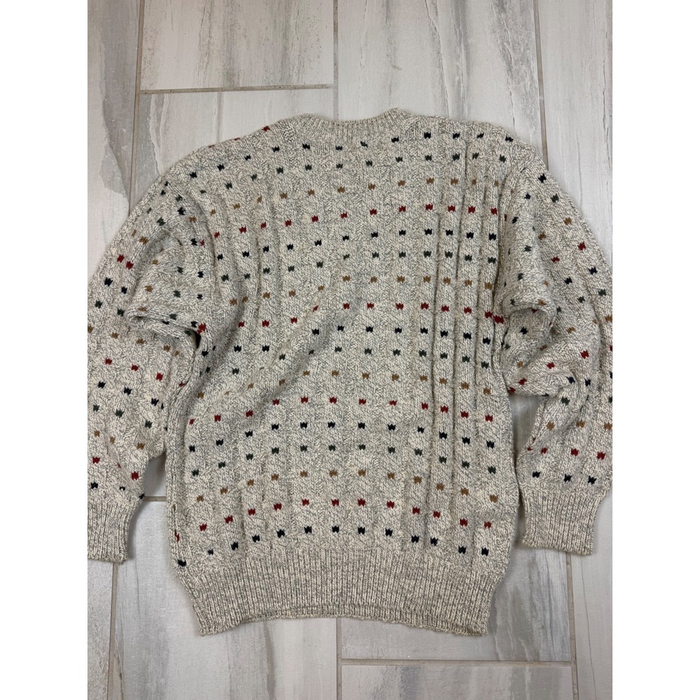 Claybrooke Outdoors Mens Medium Cotton Knit Sweater Vintage Made in USA Oatmeal - Picture 4 of 5